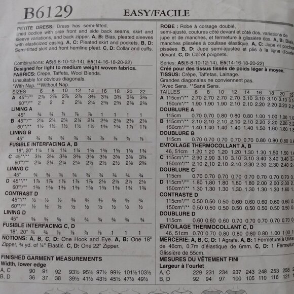 Semi-Fitted Lined Bodice Dress Sewing Pattern Size 6-22 Plus Butterick 6129 - Picture 6 of 10